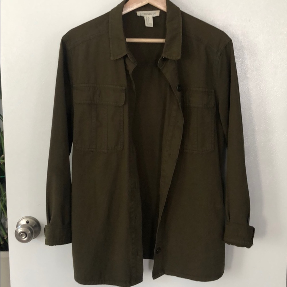 Army Green Jean Button up